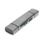 DIGITUS Combo kaardilugeja ja jaotur (USB-C + USB 3.0) 1x SD, 1x MicroSD, 1x USB 3.0, hall