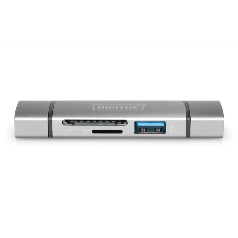 DIGITUS Combo kaardilugeja ja jaotur (USB-C + USB 3.0) 1x SD, 1x MicroSD, 1x USB 3.0, hall