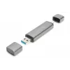 DIGITUS Combo kaardilugeja ja jaotur (USB-C + USB 3.0) 1x SD, 1x MicroSD, 1x USB 3.0, hall