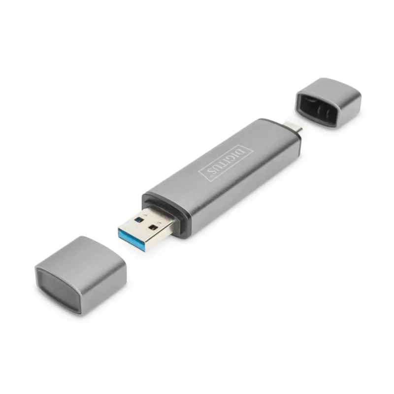 DIGITUS Combo kaardilugeja ja jaotur (USB-C + USB 3.0) 1x SD, 1x MicroSD, 1x USB 3.0, hall