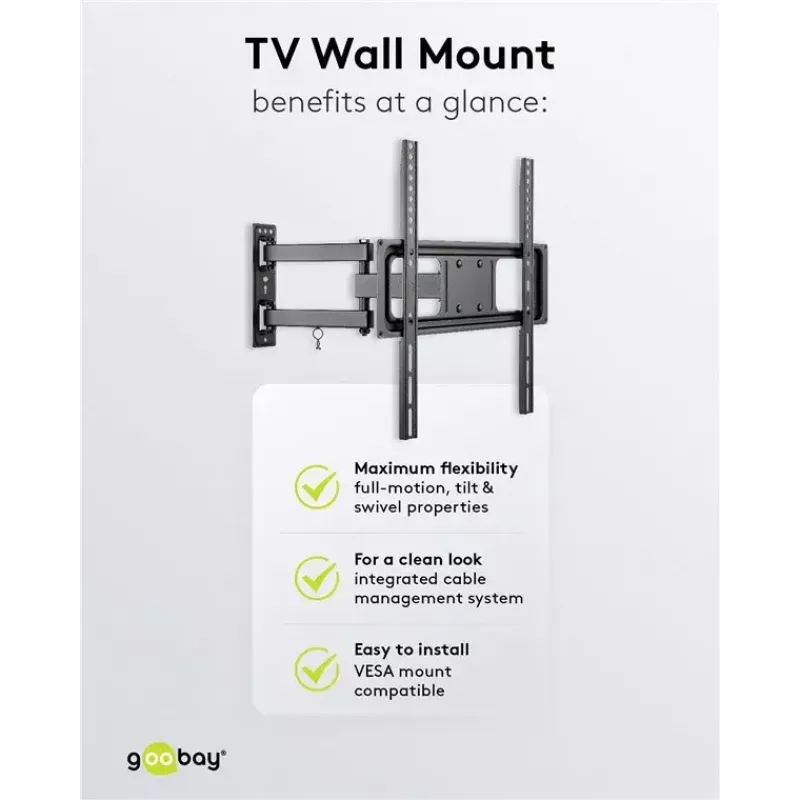 Goobay TV seinakinnitus Basic FULLMOTION M 35 kg 32-55 tolli