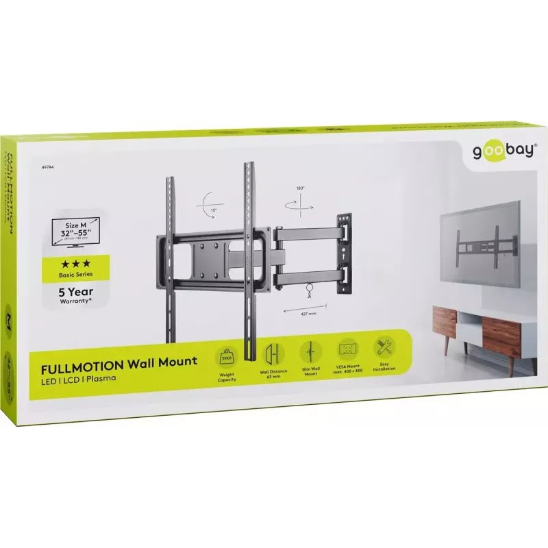 Goobay TV seinakinnitus Basic FULLMOTION M 35 kg 32-55 tolli
