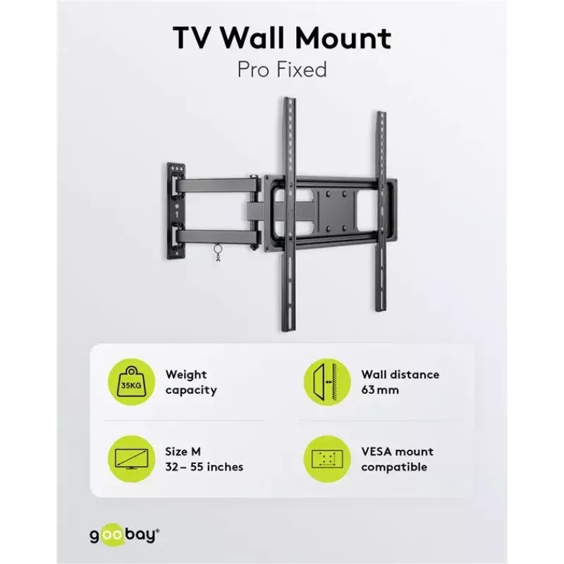 Goobay TV seinakinnitus Basic FULLMOTION M 35 kg 32-55 tolli