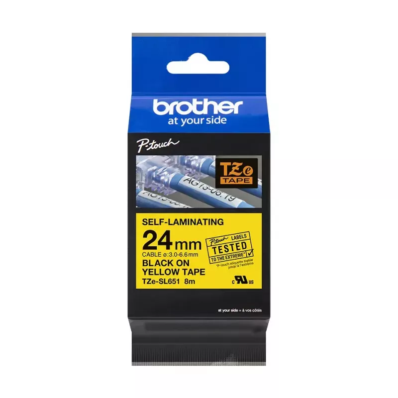 Brother TZE-SL651 sildilint, must kuldsel taustal