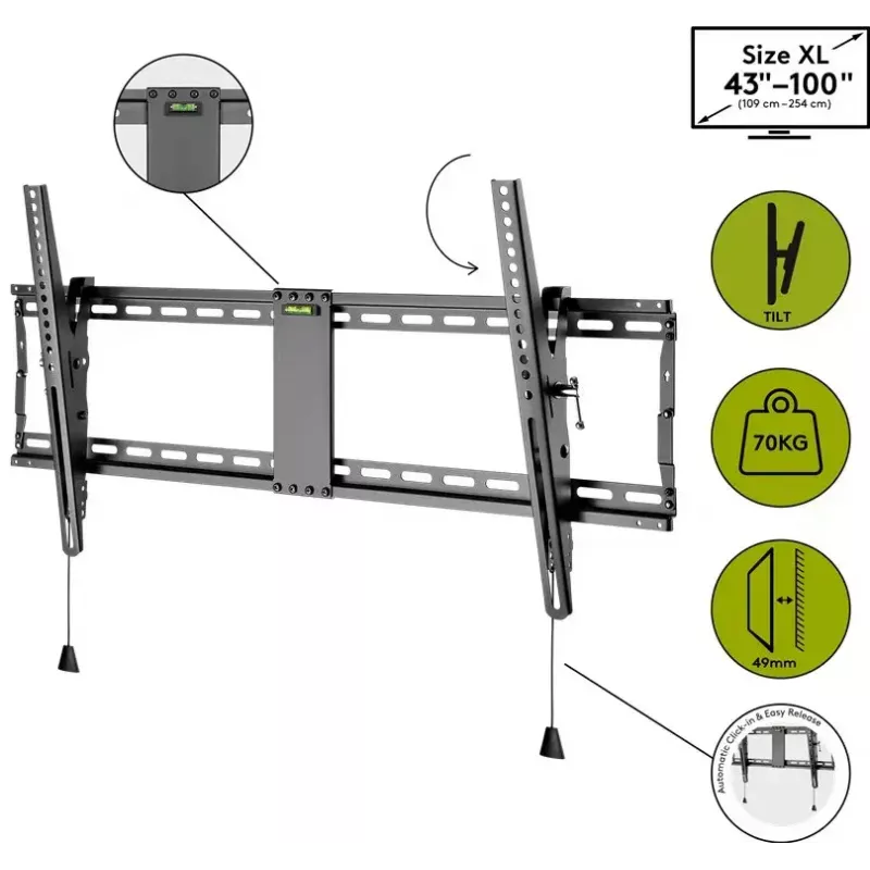Wentronic Pro TILT (XL) 2,54 m (100-tolline) must telerikinnitus 70 kg