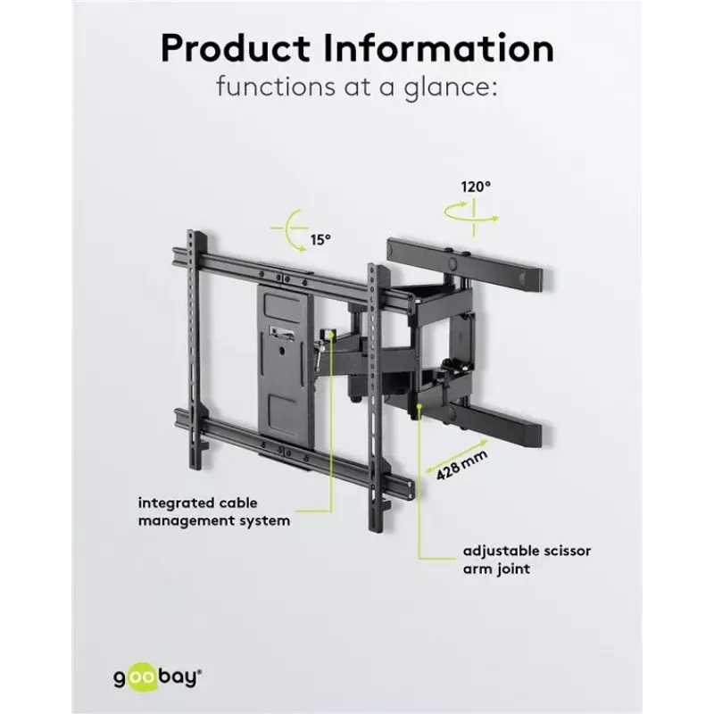 Goobay TV seinakinnitus Pro FULLMOTION (L) 60 kg 37–70 tolli