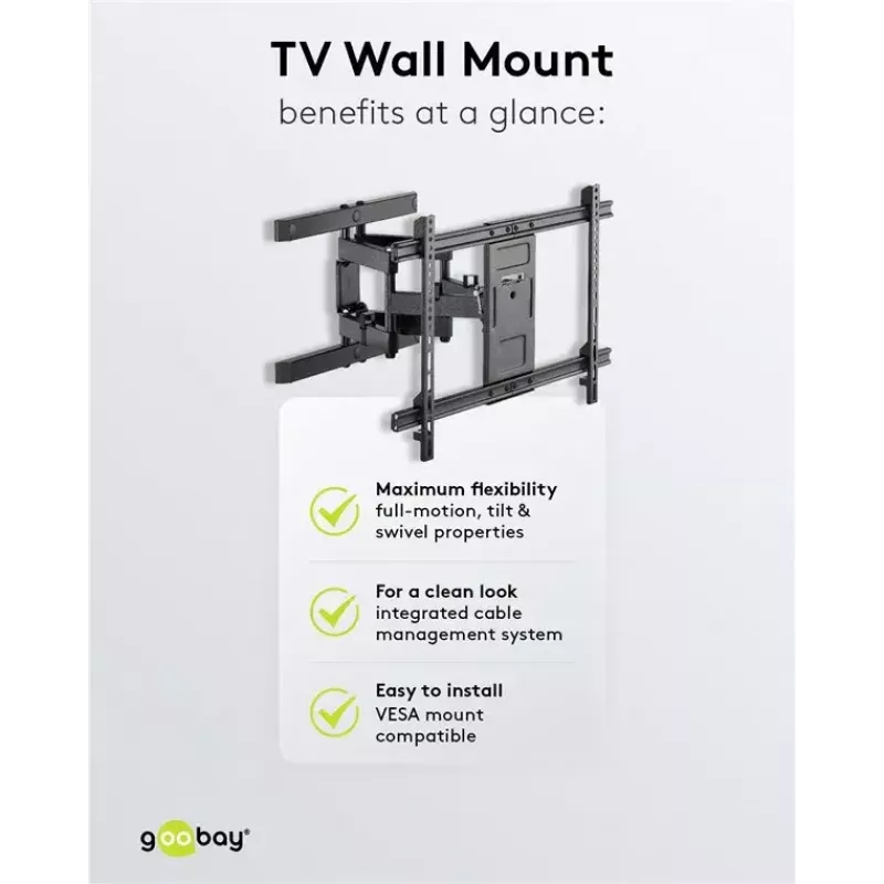 Goobay TV seinakinnitus Pro FULLMOTION (L) 60 kg 37–70 tolli