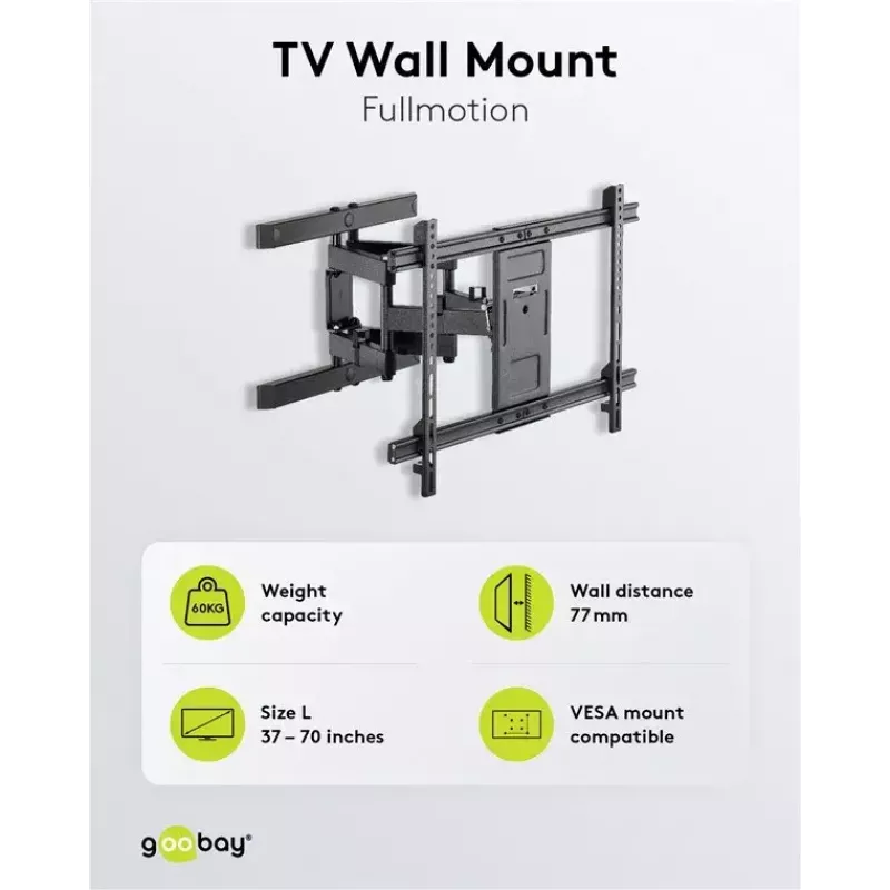 Goobay TV seinakinnitus Pro FULLMOTION (L) 60 kg 37–70 tolli