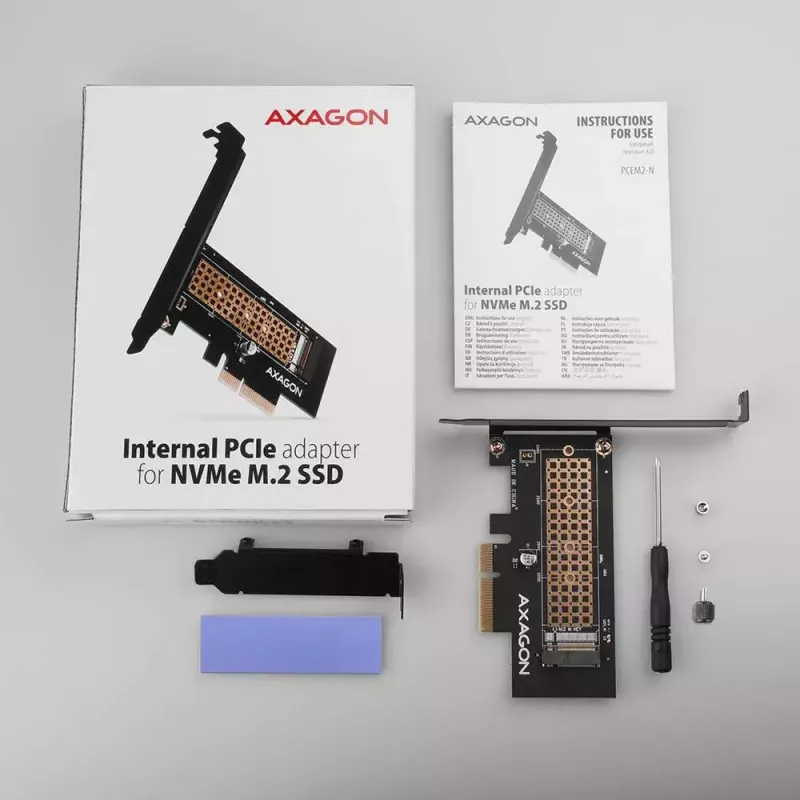AXAGON ECO PCEM2-N PCIE NVME M.2 adapter, sisemine adapter PCI-Express x4 NVMe M.2 SSD kõvaketta ühendamiseks arvutiga