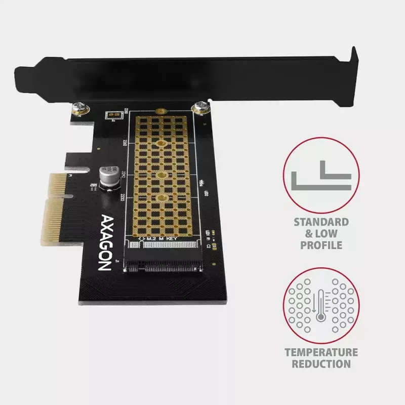 AXAGON ECO PCEM2-N PCIE NVME M.2 adapter, sisemine adapter PCI-Express x4 NVMe M.2 SSD kõvaketta ühendamiseks arvutiga