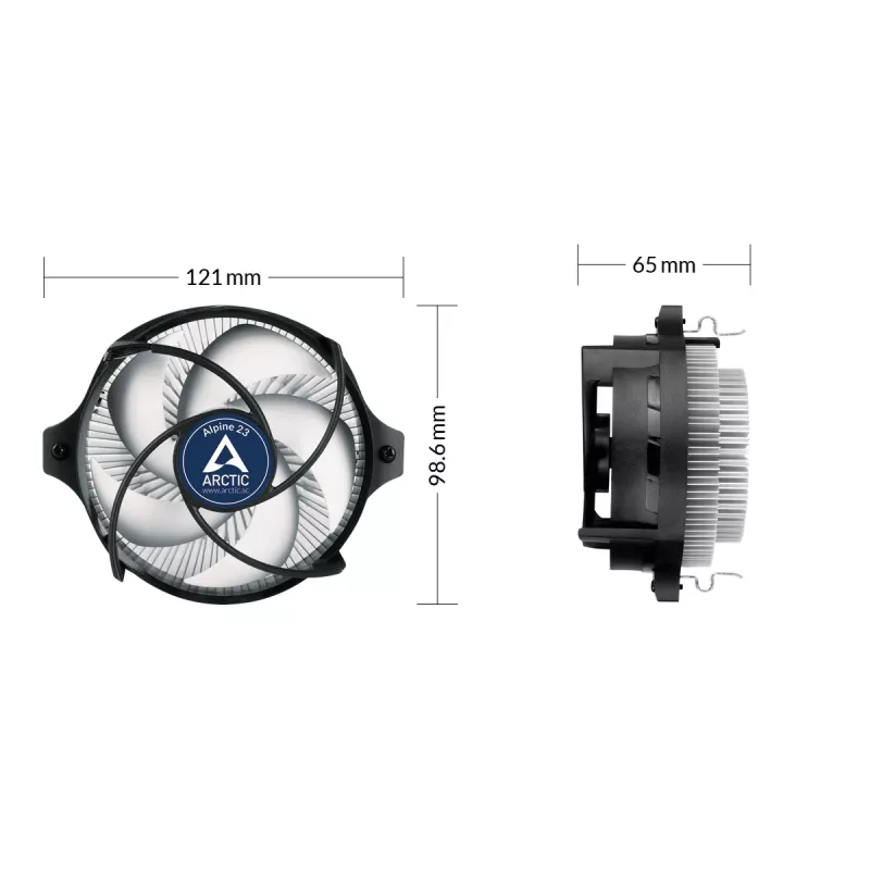 ARCTIC Alpine 23 - Compact AMD CPU-Cooler Processor Air cooler 9 cm Aluminium, Must 1 tk