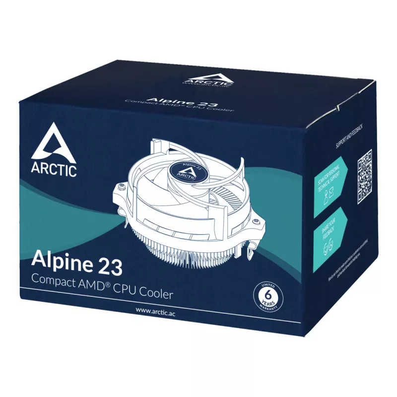 ARCTIC Alpine 23 - Compact AMD CPU-Cooler Processor Air cooler 9 cm Aluminium, Must 1 tk