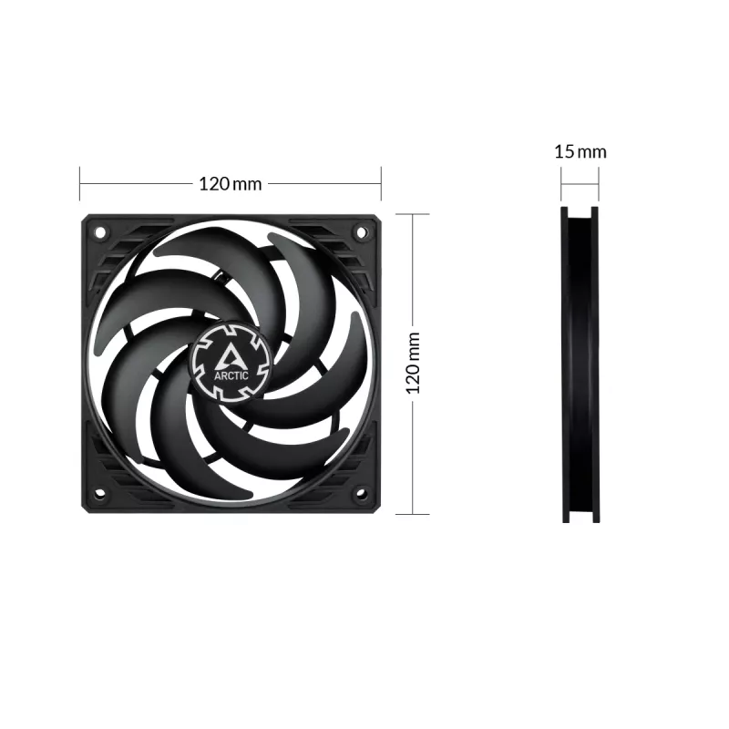 ARCTIC P12 Slim PWM PST rõhuoptimeeritud 120 mm PWM ventilaator integreeritud Y-kaabliga