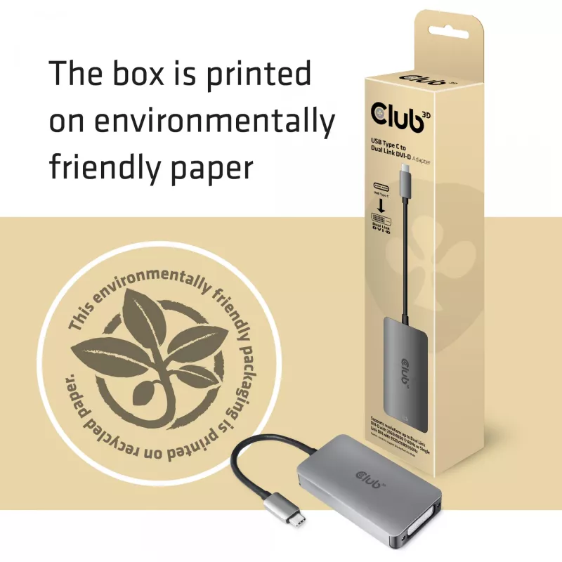 CLUB3D USB3.2 Gen1 Type-C kuni Dual Link DVI-D HDCP OFF versiooni aktiivne adapter M/F Apple Cinema Displays jaoks
