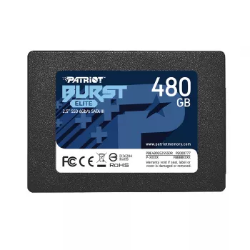 2.5-tolline SATA SSD PATRIOT Burst Elite 480 GB — 450 MB/s lugemine, 320 MB/s kirjutamine, 2.5-tolline SATA III, 7 mm