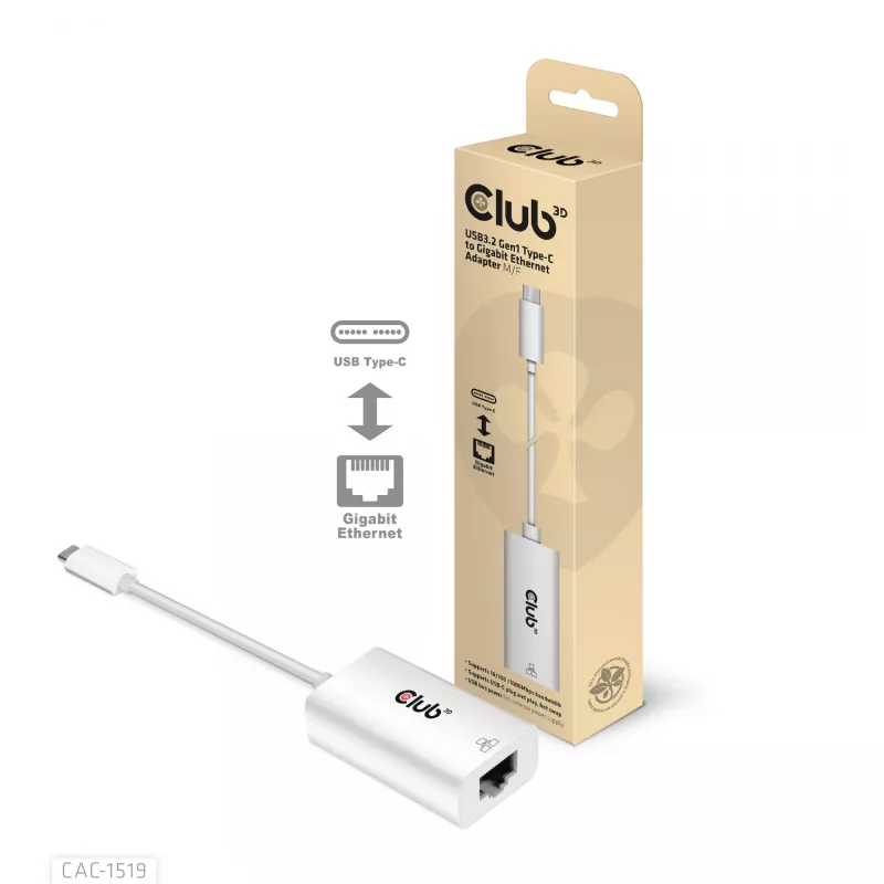 USB3.2 Gen1 USB-C Gigabit Etherneti adapter CLUB3D CAC-1519