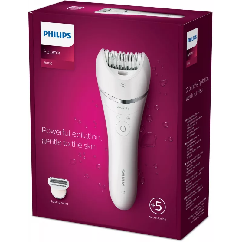 Epilaator Philips BRE710/00, juhtmevaba märg- ja kuivepilaator, 32 ketast, 40 min tööaeg, 2 kiirust, valge