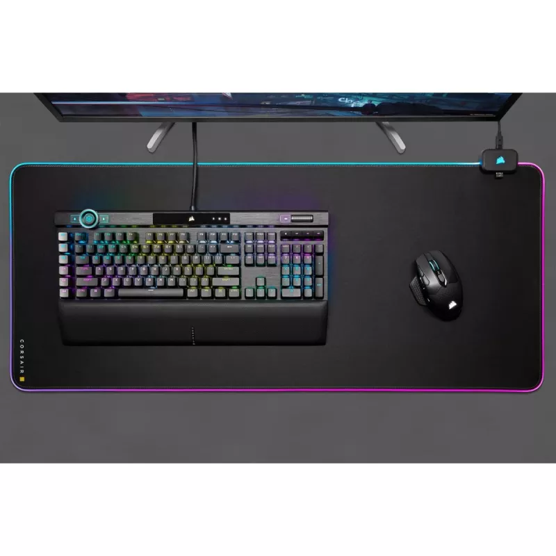 Mänguhiirematt CORSAIR MM700 RGB — 930×400 mm, 4 mm paksus, kummist alus, USB-toitega LED-taustavalgustus, must