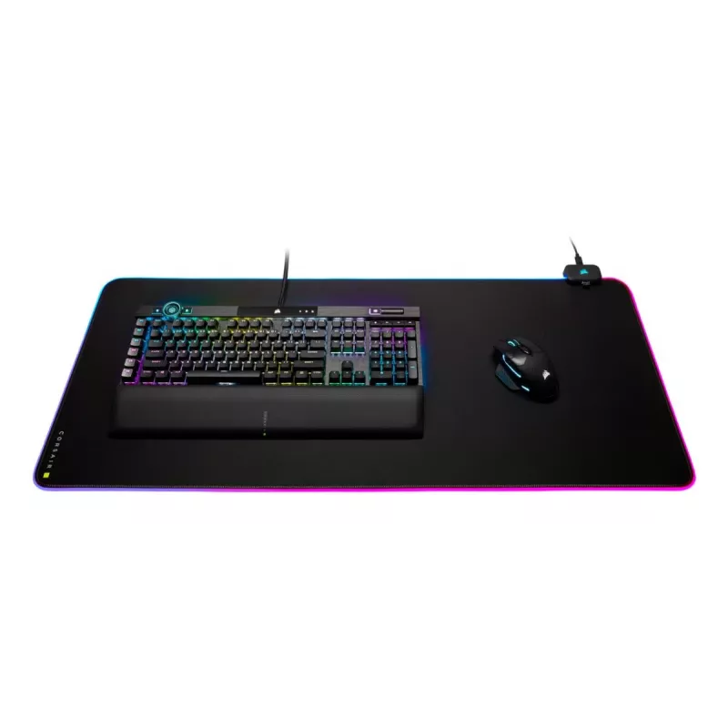 Mänguhiirematt CORSAIR MM700 RGB — 930×400 mm, 4 mm paksus, kummist alus, USB-toitega LED-taustavalgustus, must