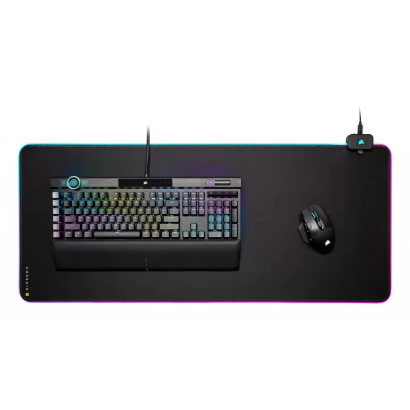Mänguhiirematt CORSAIR MM700 RGB — 930×400 mm, 4 mm paksus, kummist alus, USB-toitega LED-taustavalgustus, must
