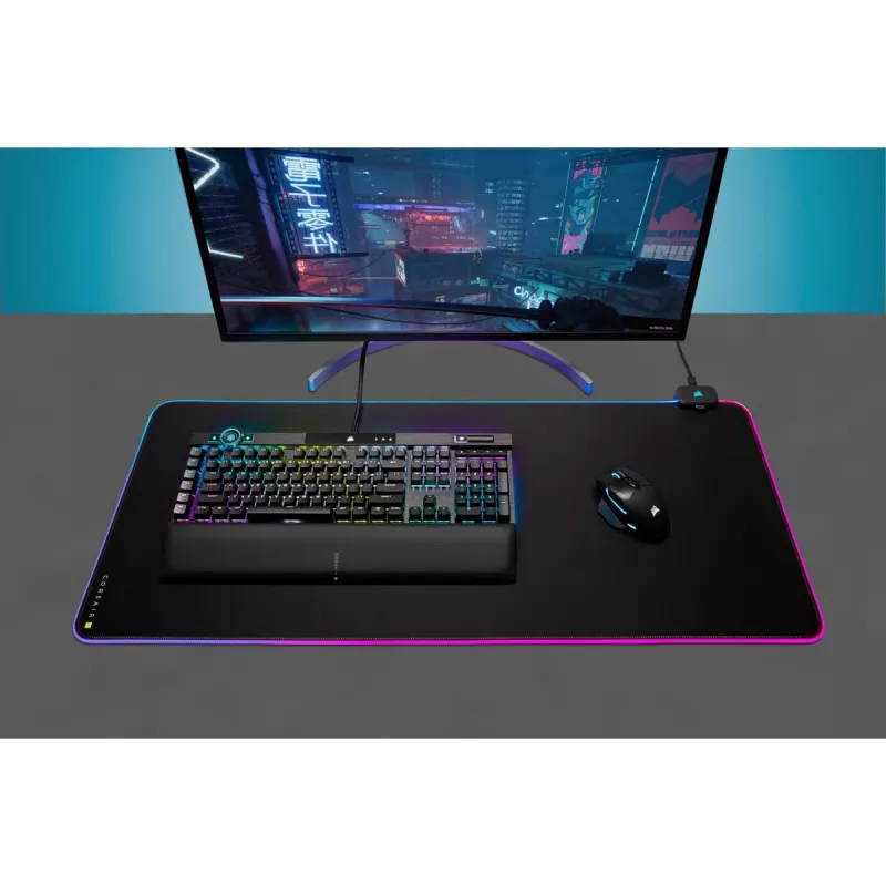 Mänguhiirematt CORSAIR MM700 RGB — 930×400 mm, 4 mm paksus, kummist alus, USB-toitega LED-taustavalgustus, must