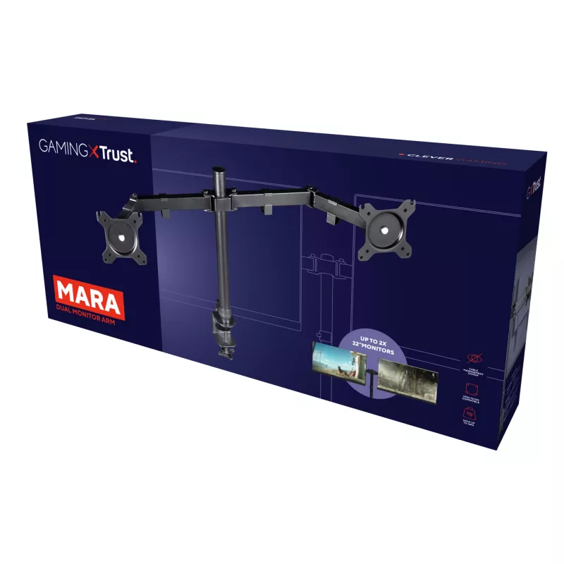 Trust GXT 1120 Mara Dual Monitor Arm 81.3 cm (32 inch) Desk Must