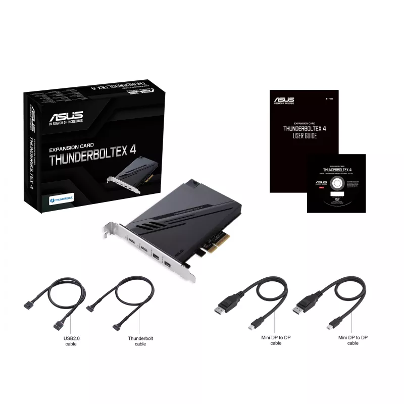 ASUS ThunderboltEX 4 liidesekaardid/adapter Sisemine Mini DisplayPort, PCIe, Thunderbolt, USB 2.0, USB 3.2 Gen 2 (3.1 Gen 2)