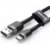 BASEUS punutud Cafule kiirlaadimiskaabel - USB Typee-A kuni Type-C 2A - 3m - hall/must (nailon)