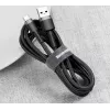 BASEUS punutud Cafule kiirlaadimiskaabel - USB Typee-A kuni Type-C 2A - 3m - hall/must (nailon)