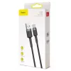 BASEUS punutud Cafule kiirlaadimiskaabel - USB Typee-A kuni Type-C 2A - 3m - hall/must (nailon)
