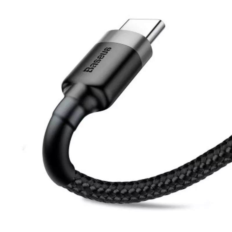 BASEUS punutud Cafule kiirlaadimiskaabel - USB Typee-A kuni Type-C 2A - 3m - hall/must (nailon)