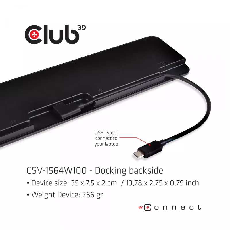 CLUB3D USB Type C 3.2 Gen1 Triple Display Dynamic PD laadimisdokk 100W PD toitelaadur