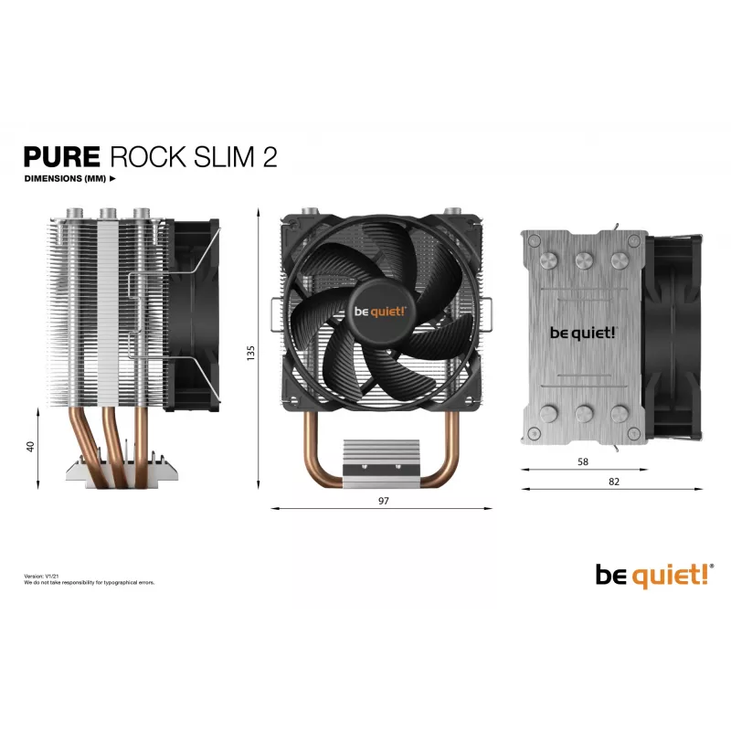 be quiet! PURE ROCK SLIM 2 protsessorijahuti 9,2 cm hõbedane 1 tk