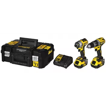 Juhtmeta elektritööriistade kombokomplekt DeWalt DCK266P2T — 18V, 2×5.0Ah akud, löökkeeraja ja kombipuur, laadija, kohver