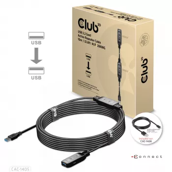 CLUB3D USB 3.2 Gen1 aktiivne korduvkaabel 10 m / 32.8ft M/F 28AWG