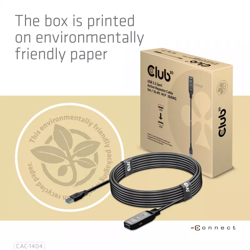 CLUB3D USB 3.2 Gen1 aktiivne repiiterkaabel 5 m / 16,4 jalga M/F 28AWG