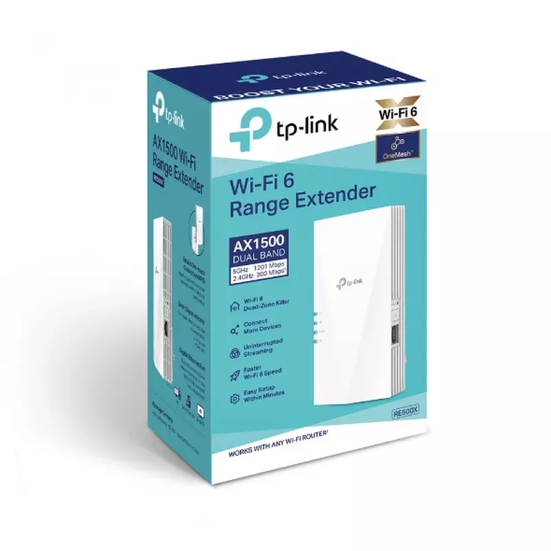 TP-Link RE500X võrgu laiendaja Võrgu saatja ja vastuvõtja Valge 1000 Mbit/s