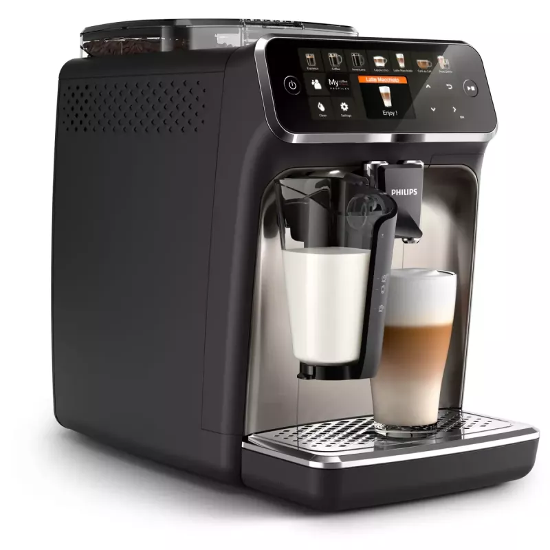 Espressomasin Philips EP5447/90 — täisautomaatne, 1,8 L veepaak, 275 g oanõu, 15 baari, 0,26 L piimapaak