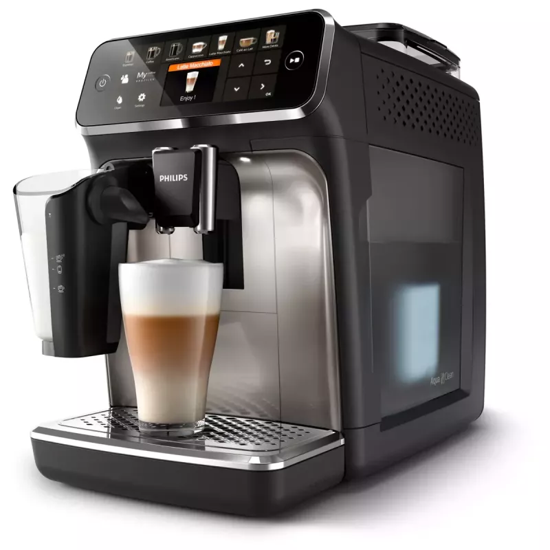Espressomasin Philips EP5447/90 — täisautomaatne, 1,8 L veepaak, 275 g oanõu, 15 baari, 0,26 L piimapaak
