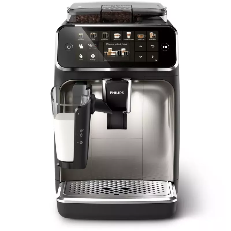 Espressomasin Philips EP5447/90 — täisautomaatne, 1,8 L veepaak, 275 g oanõu, 15 baari, 0,26 L piimapaak