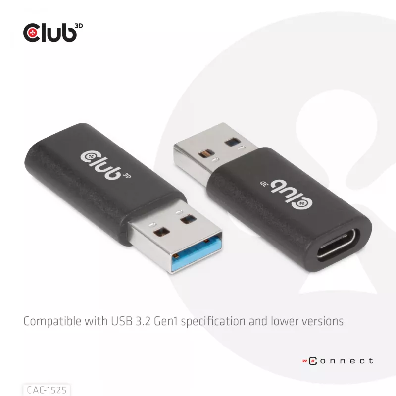 CLUB3D USB 3.2 Gen1 Tüüp A–USB 3.2 Gen1 Type C adapter M/F