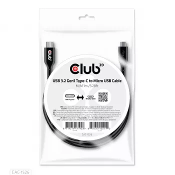 CLUB3D USB 3.2 Gen1 USB-C to Micro USB kaabel M/M 1 m / 3,28 jalga