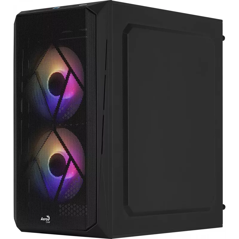 PC-korpus AEROCOOL CS107V2 Mini Torn – Must, microATX/Mini-ITX, 2x120mm ventilaatorit, 1x3,5-tolline + 2x2,5-tollist sahtlit