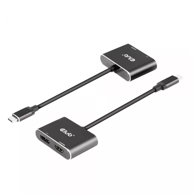 CLUB3D MST jaotur USB3.2 Gen2 USB-C(DP Alt-Mode) DisplayPort + HDMI 4K60Hz M/F