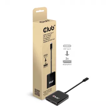 CLUB3D USB3.2 Gen2 USB-C(DP™ Alt-Mode) DisplayPort™-le kahe monitori 4K60Hz M/F MST jaotur