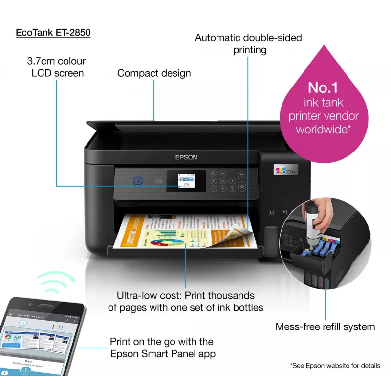 Epson EcoTank ET-2850 A4 Multifunktsiooniline Wi-Fi tindipaagiga printer
