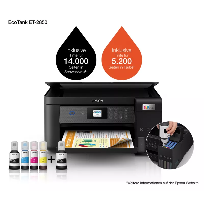 Epson EcoTank ET-2850 A4 Multifunktsiooniline Wi-Fi tindipaagiga printer