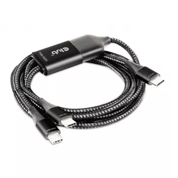 CLUB3D USB USB-C, Y-laadimiskaabel 2x USB USB-C, max 100 W, 1,83 m/6 jalga M/M