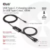 CLUB3D USB USB-C, Y-laadimiskaabel 2x USB USB-C, max 100 W, 1,83 m/6 jalga M/M