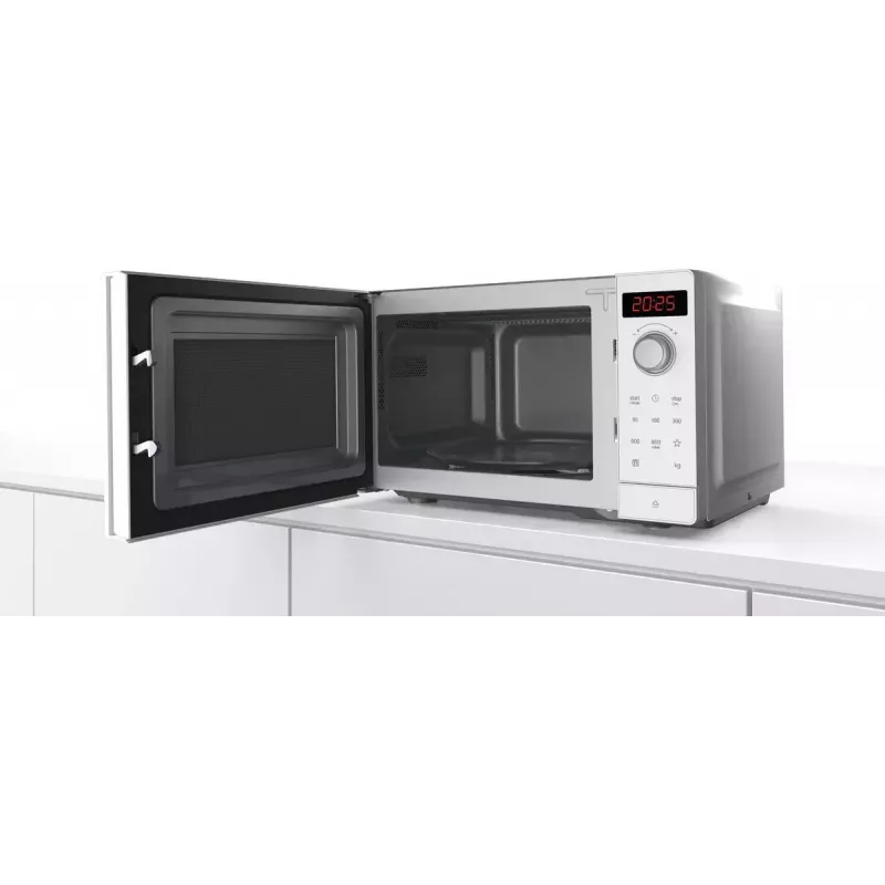 Solo mikrolaineahi Bosch Serie 2 FFL023MW0 — 800 W, 20 L, 5 võimsustaset, 270 mm pöördlaud, valge
